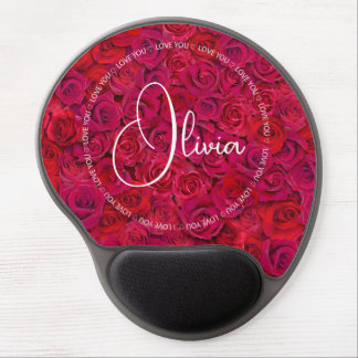 I Love You Custom Name Red Roses Love Gel Mouse Pad