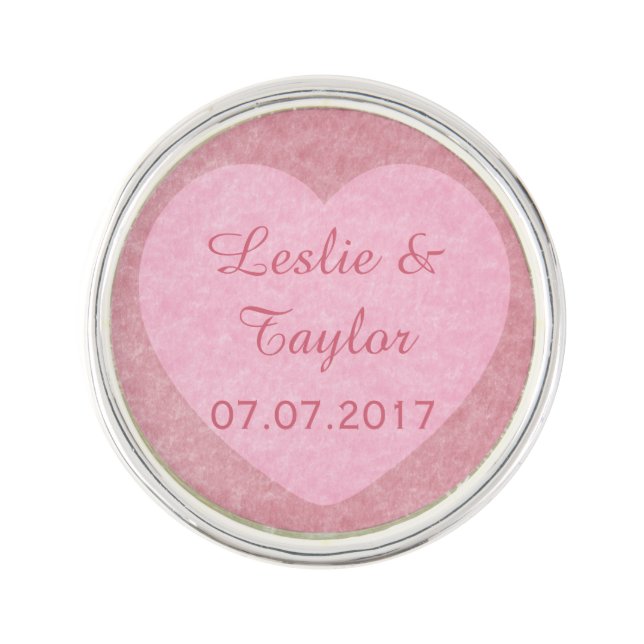 “I LOVE YOU” custom names & date lapel pin (Front)