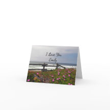 I Love You Custom Ocean Flowers Note Card