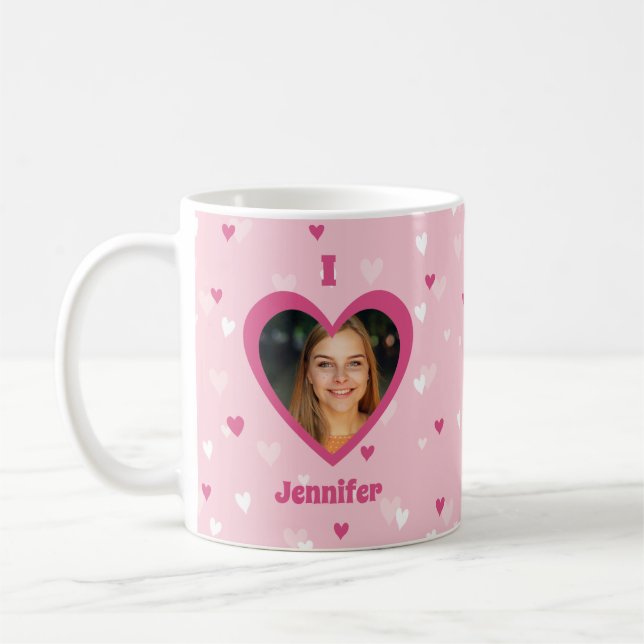 I Love You Custom Photo Hearts Valentine Coffee Mug (Left)