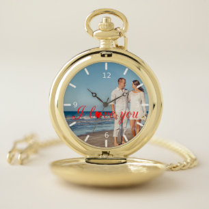 I Love You Custom Photo Pocket Watch