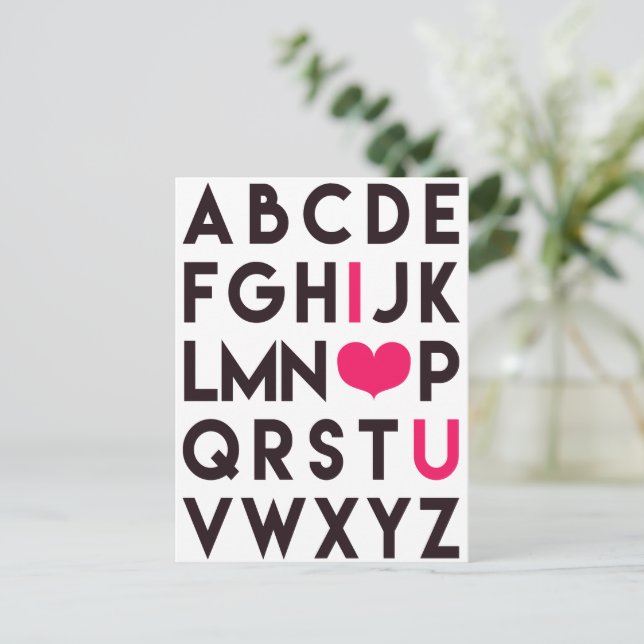 I LOVE YOU - Cute Alphabet Postcard (Standing Front)