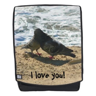 Cute Birds in Love Beach Print Backpack