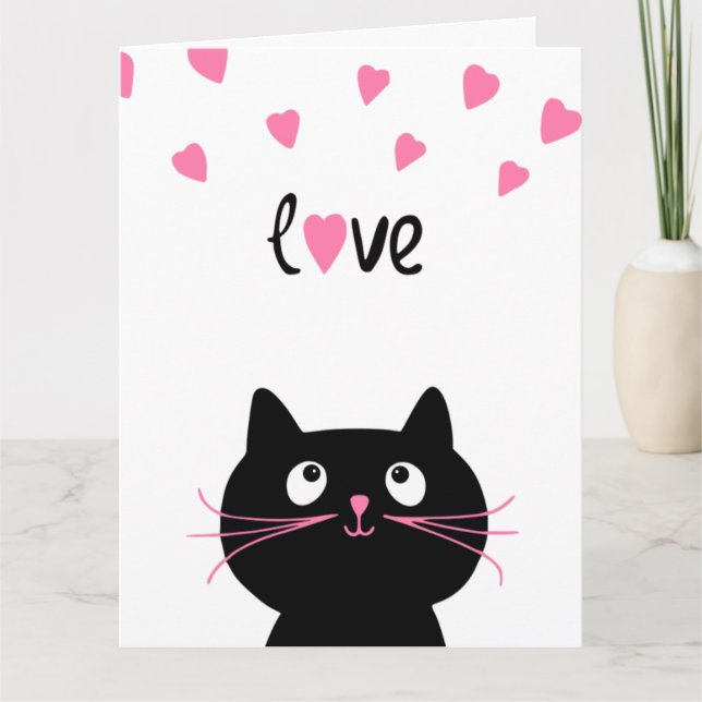 I LOVE YOU, CUTE BLACK CAT CARD (Front)