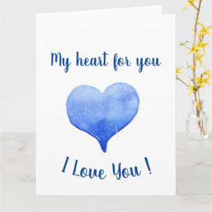 I Love You Cute Blue Heart Valentine's Day  Card