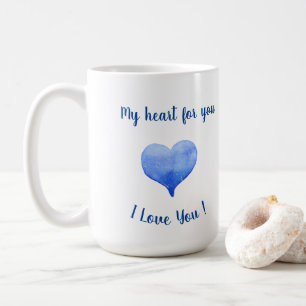 I Love You Cute Blue Heart Valentine's Day Coffee Mug