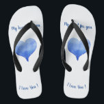 I Love You Cute Blue Heart Valentine's Day    Flip Flops<br><div class="desc">I Love You Cute watercolor Blue Heart Valentine's Day . You can find matching ones for this design in my collection. Matching items available.</div>