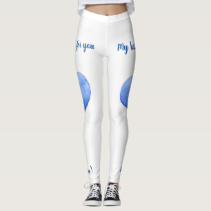 I Love You Cute Blue Heart Valentine's Day Flip Leggings