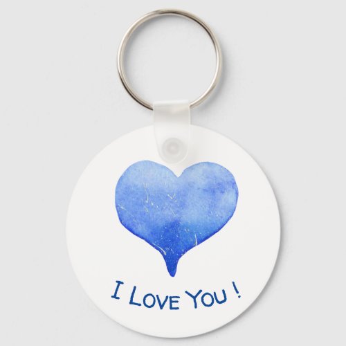I Love You Cute Blue Heart Valentines Day  Keychain
