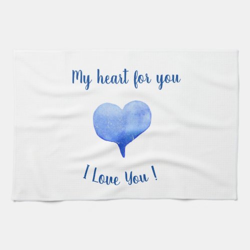 I Love You Cute Blue Heart Valentines Day   Kitchen Towel