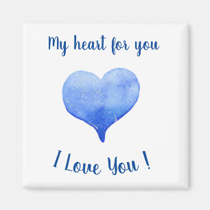 I Love You Cute Blue Heart Valentine's Day    Magnet