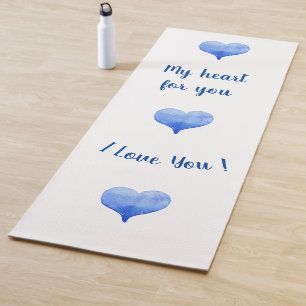 I Love You Cute Blue Heart Valentine's Day Yoga Mat
