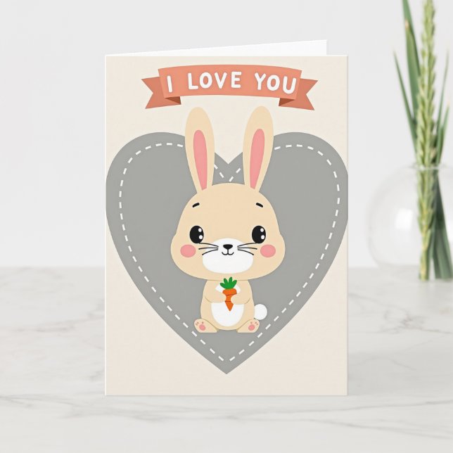 I Love You Cute Bunny Card (Front)