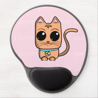 I Love You, Cute Caramel Cat Illustration Art Prin Gel Mouse Pad