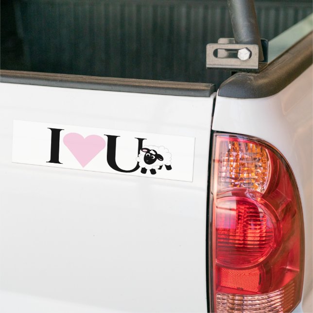 I love You Cute Cartoon Sheep Bumper Sticker (On Truck)