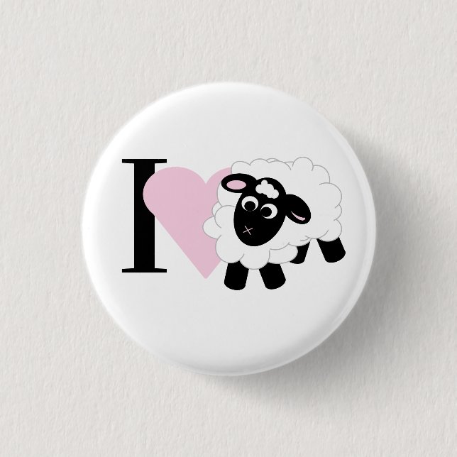 I love You Cute Cartoon Sheep Button (Front)
