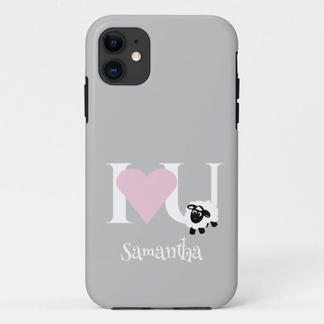 I love You Cute Cartoon Sheep Gray Case-Mate iPhone Case (Back)