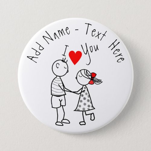 I Love You _ Cute Couple _ Custom Text  Name   Button