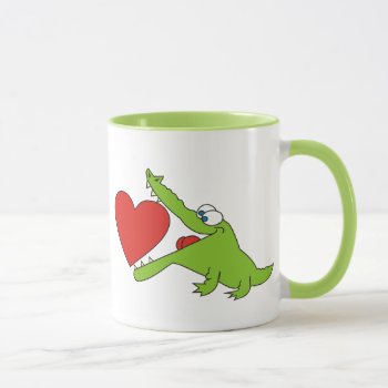I Love You  Cute Crocodile With A Heart Mug by goodmoments at Zazzle