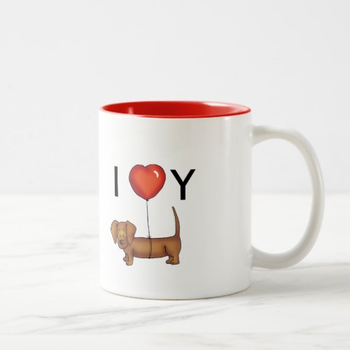 I love you _ Cute Dachshund Valentines Day gift Two_Tone Coffee Mug