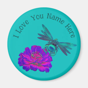 I Love You Cute Dragonfly Personalized  Magnet