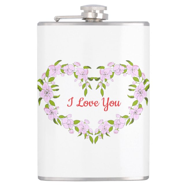 I love  you  Cute flowers Flask (Front)