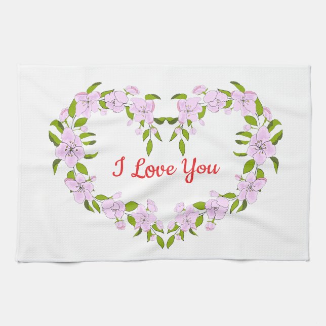 I love  you  Cute flowers Kitchen Towel (Horizontal)