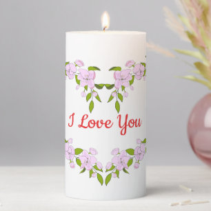I love you Cute flowers Pillar Candle