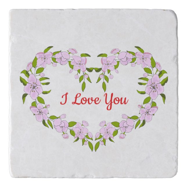 I love  you  Cute flowers Trivet (Front)