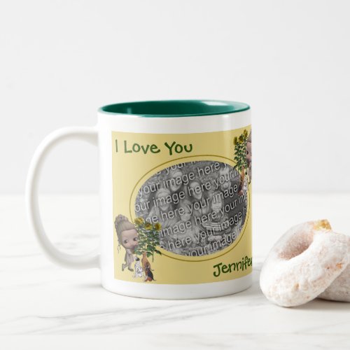 I Love You Cute Girl Puppies Personalized Photo  Two_Tone Coffee Mug