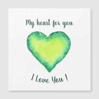 I Love You Cute Green and Blue Heart Birthday