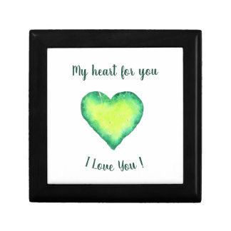 I Love You Cute Green and Blue Heart Birthday Gift Box