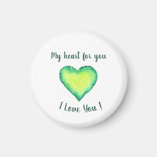 I Love You Cute Green and Blue Heart Birthday Magnet
