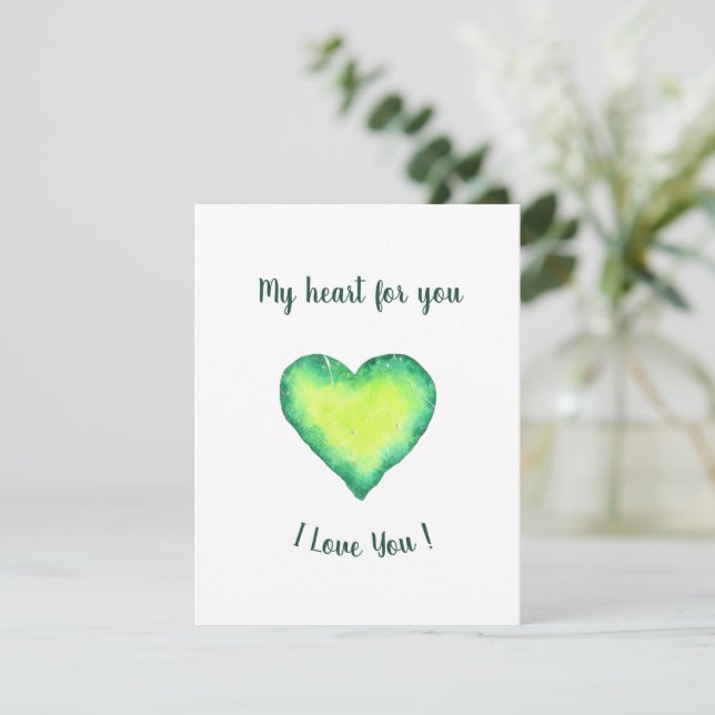 I Love You Cute Green and Blue Heart Birthday      RSVP Card (Standing Front)
