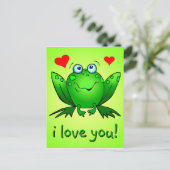 I Love You Cute Green Cartoon Frog Hearts Postcard | Zazzle