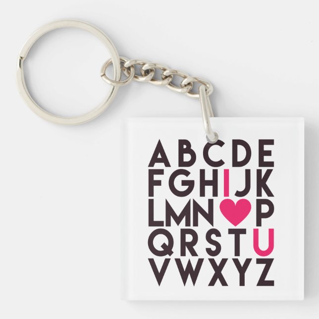 I LOVE YOU - Cute Romantic Alphabet Keychain (Front)