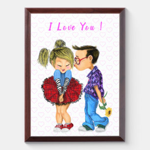 I Love You - Cute Romantic Couple Love - Kiss Award Plaque