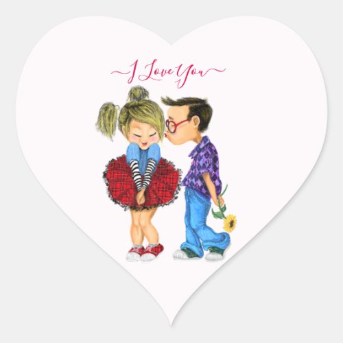 I Love You _ Cute Romantic Couple _ Love _ Kiss Heart Sticker