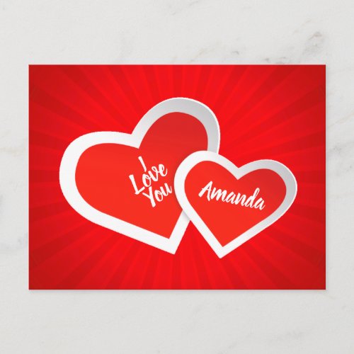 I Love You Cute Valentine Hearts Custom Postcard