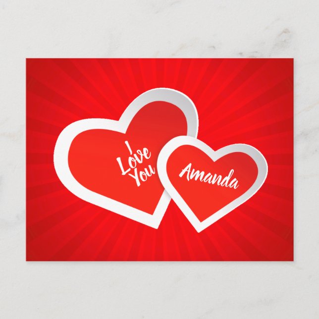 “I Love You” Cute Valentine Hearts .. Personalized Postcard (Front)