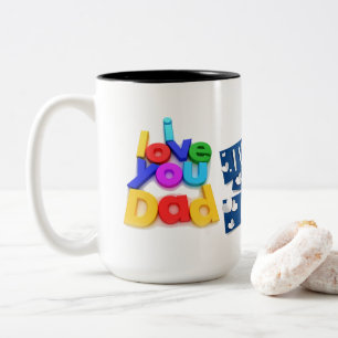 I Love You Dad Colorful 3D Letter Two-Tone Coffee Mug