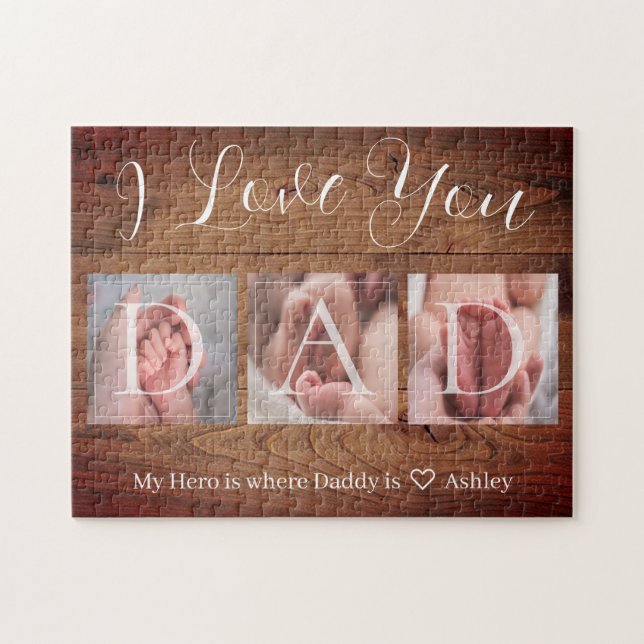 I Love You Dad Custom Photo Father's Day Gift Jigsaw Puzzle (Horizontal)