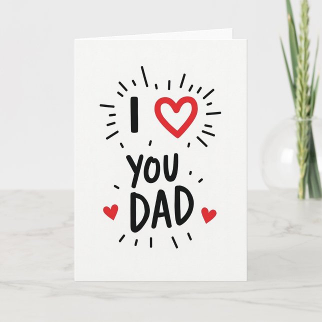 I Love You Dad Hearts Art Card (Front)
