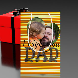 I love you dad photo bright yellow medium gift bag