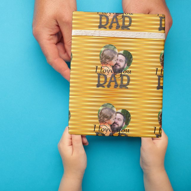 I love you dad photo bright yellow wrapping paper (Creator Uploaded)