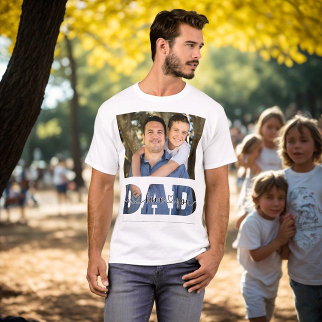 I Love You Dad Photo Quote Customized Father & Son T-Shirt (Creator Uploaded)