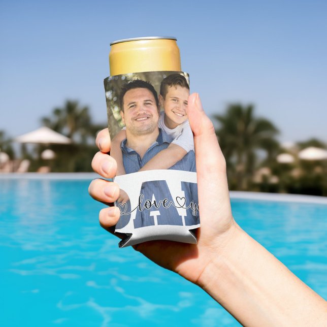 I Love You Dad Quote Father's Customized Photo Seltzer Can Cooler (Creator Uploaded)