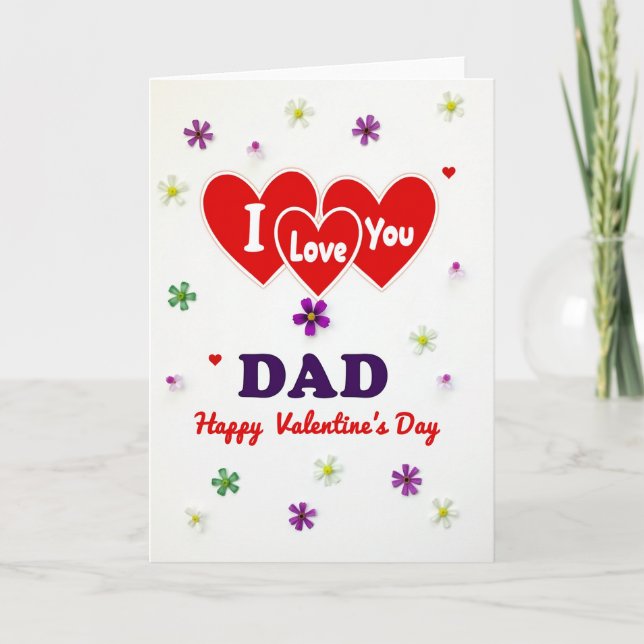 I Love You Dad Valentines Hearts Card (Front)