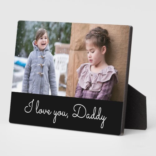 I Love You Daddy Black Script 2 Photo Collage Plaque