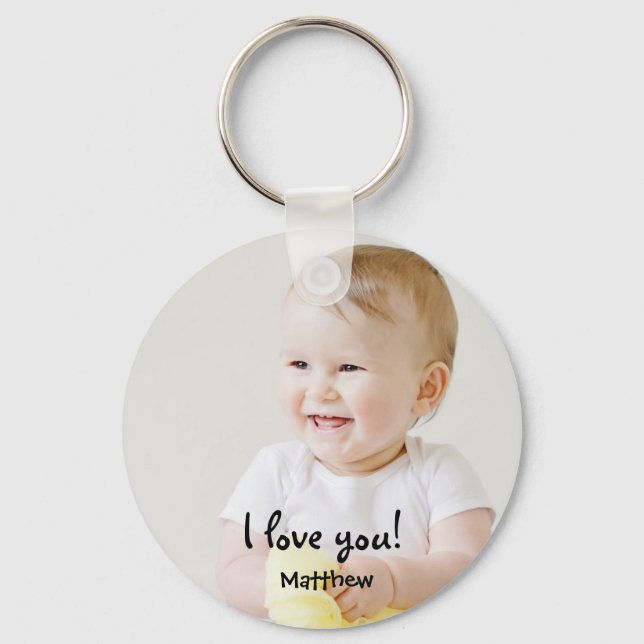I love you daddy Custom Baby Photo 1st birthday Keychain (Front)